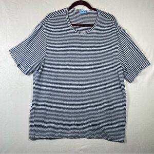 J. McLaughlin Blue Striped Linen Blend Short Sleeve T-Shirt Size XL